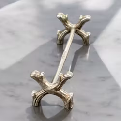 Smörtax i nysilver korsande vedträn Vintage
