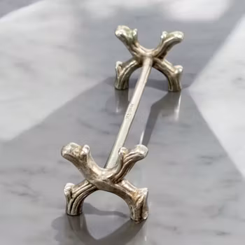 Smörtax i nysilver korsande vedträn Vintage