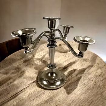Ljusstake / kandelaber femarmad i zink Vintage