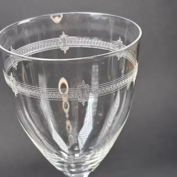 Glas, kristallglas vintage med etsat mönster, 3st