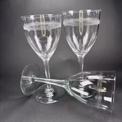 Glas, kristallglas vintage med etsat mönster, 3st