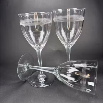 Glas, kristallglas vintage med etsat mönster, 3st