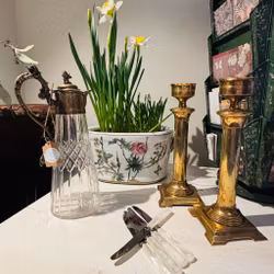 Ljusstakar i mässing ett par, vintage