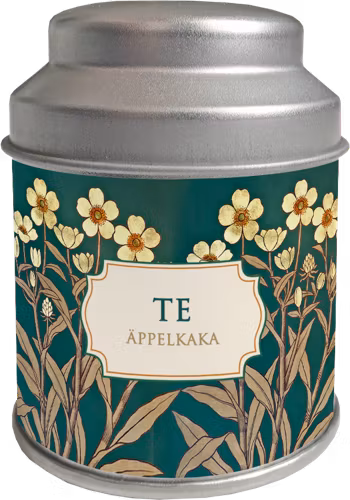 Te i burk med dekorativa motiv, goda smaker