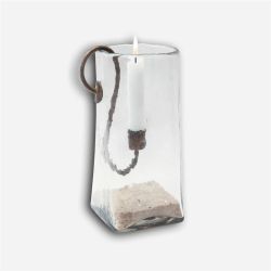 Ljuslykta eller vas i munblåst glas hög Eldgarden