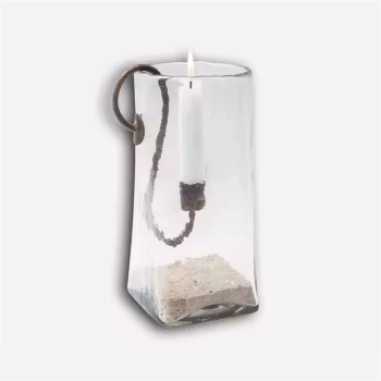 Ljuslykta eller vas i munblåst glas hög Eldgarden