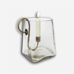 Ljuslykta eller vas i munblåst glas låg Eldgarden