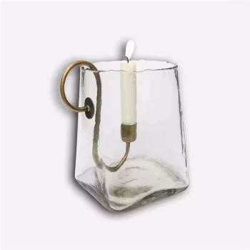 Ljuslykta eller vas i munblåst glas låg Eldgarden