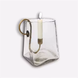 Ljuslykta eller vas i munblåst glas låg Eldgarden