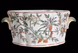 Kruka Jardiniere oval i porslin med vackert mönster Peach