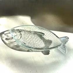 Skål i form av fisk i pressglas, vintage