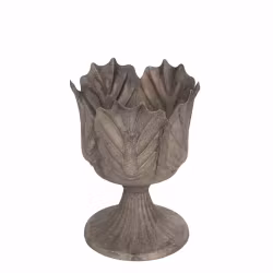 Kruka blad på fot i rostig metall mini