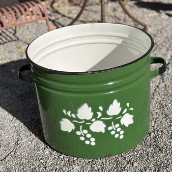 Kruka Tunna runt plåtkärl med handtag, vintage
