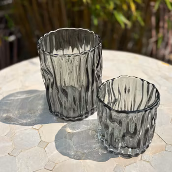 Ljuslykta Vas Ljushållare Kruka i rökfärgat glas Wikholm Form