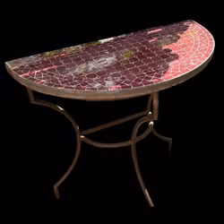 Mosaikbord i halvmåne form och metallunderrede