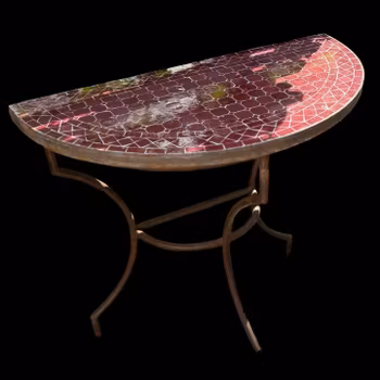 Mosaikbord i halvmåne form och metallunderrede