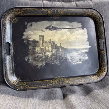 Bricka från sekelskiftet 1800/1900 i plåt, vintage