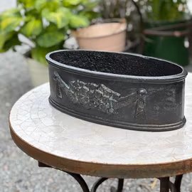 Kruka i gjutjärn, unika två st ovala, vintage