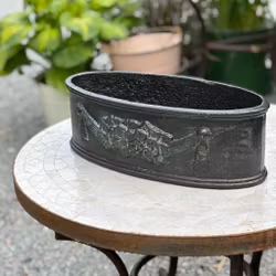 Kruka i gjutjärn, unika två st ovala, vintage