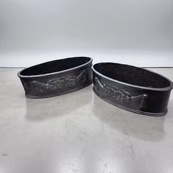 Kruka i gjutjärn, unika två st ovala, vintage