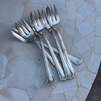 Dessertgafflar Oneida, nysilver, vintage