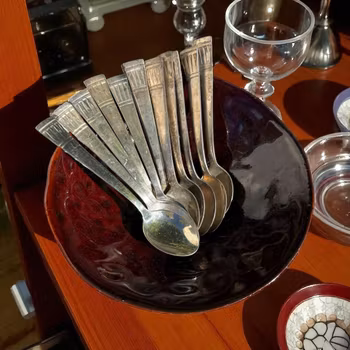 Skedar kaffeskedar Lotus - Wallin, silverplätering - 13st - vintage