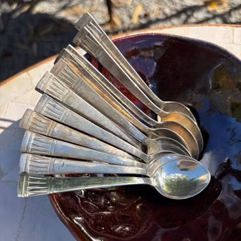 Skedar kaffeskedar Lotus, Wallin, silverplätering, 13st, vintage