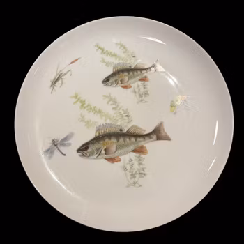 Tallrikar Upsala Ekeby fiskmotiv, 5st, vintage