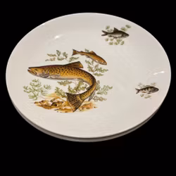 Talkrikar med fiskmotiv, 4st, vintage
