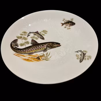 Talkrikar med fiskmotiv, 4st, vintage