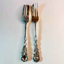 Dessertgafflar med dekorativt mönster, 6st, vintage