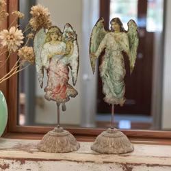 Ängel klassisk stil på gjutjärnsfot i vintage metall, Chic Antique