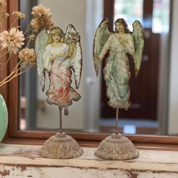 Ängel klassisk stil på gjutjärnsfot i vintage metall, Chic Antique