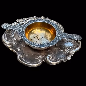 Tesil på ställning, nysilver, vintage