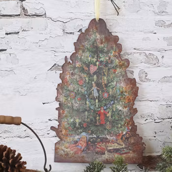 Hänge - juldekoration i metall - julgran & jultomte, Chic Antique