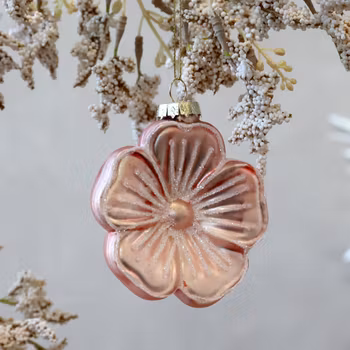 Julhänge - julgranspynt i form av blomma i rosa - Chic Antique