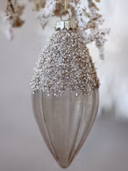 Julgranskula - Julhänge i glas med pärlor - Chic Antique