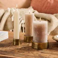 Ljus - blockljus av fin kvalitet i nyans linne - flera storlekar - Ib Laursen