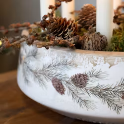 Kruka - Fat - Skål  med motiv av grankvist - Chic Antique