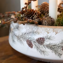 Kruka - Fat - Skål  med motiv av grankvist - Chic Antique