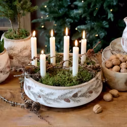 Kruka - Fat - Skål  med motiv av grankvist - Chic Antique