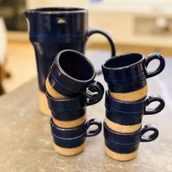 Glöggmuggar 6st & Kanna - Nittsjö keramik - vintage