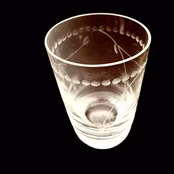 Glas - vattenglas 6st med etsad rand och tung fot - vintage