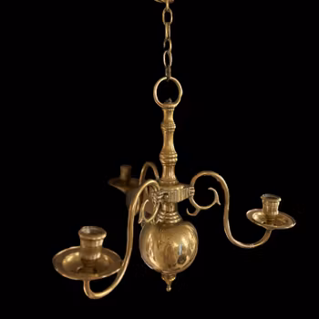 Ljuskrona - trearmad - mässing - vintage