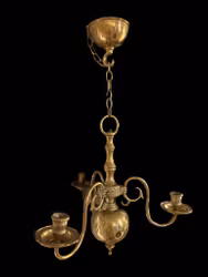 Ljuskrona - trearmad - mässing - vintage