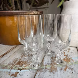 Glas - Champagneglas i kristall - 4st - vintage