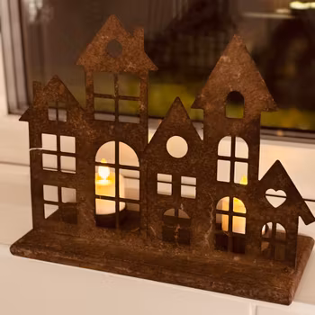 Ljusstake hus i rostigt järn för värmeljus