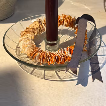 Ljusstake rund i glas med etsad rand Strömshaga