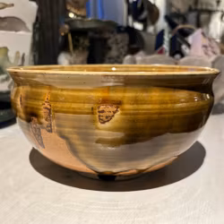 Skål i keramik med härligt rinnande glasyr, vintage