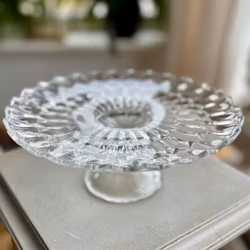 Fat på fot i glas - kakfat - vintage